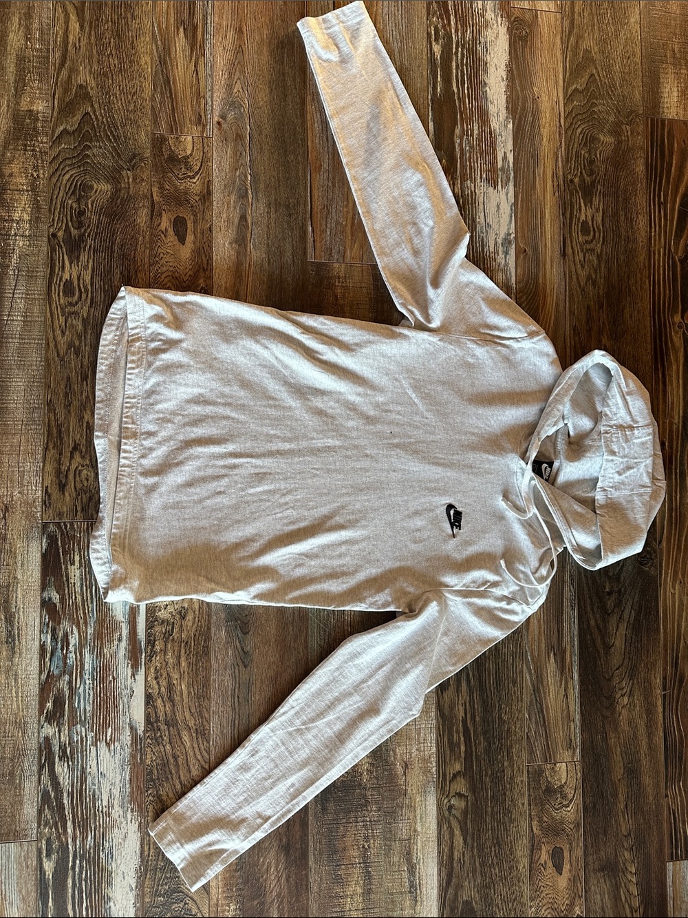Nike Light Gray Men's Hooded Sweater with Small Logo